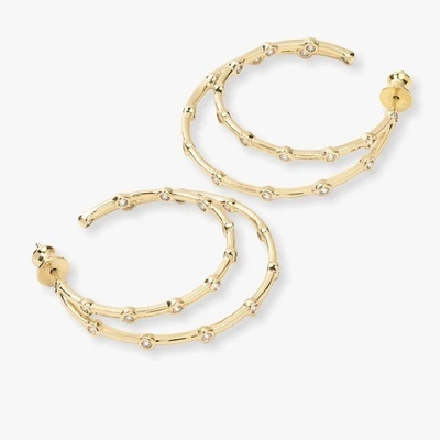 Witte kubische Zirconia Hoop oorbellen Bezel Set Twin Hoop oorbellen 18K goud
