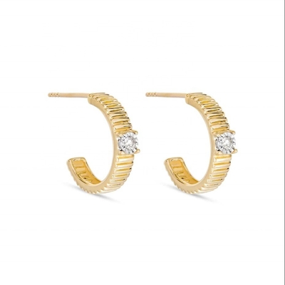 Dames Cubic Zirconia Diamant Hoop Ohrringe Messing Ronde Briljante Snijding