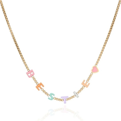 Gepersonaliseerde naam Ketting Individuele letters Emaille Gepersonaliseerde gouden ketting Initialen