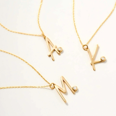 Bezel Set Wit CZ Initiële Hanger Unisex 925 Sterling Zilver Gepersonaliseerde Ketting