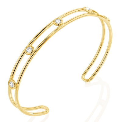 Platina Diamant Cube Zirconia Manschet Armband Breedte 6mm CZ Manschet Armband