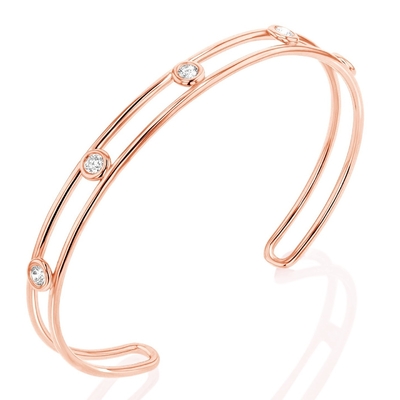 Platina Diamant Cube Zirconia Manschet Armband Breedte 6mm CZ Manschet Armband