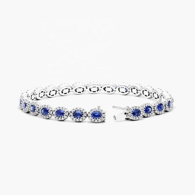 5.7mm Breedte Zircon Tennis Armband Oval Smaragd Wit 14K Goud Armband Vrouwen