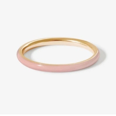 Roze 18K-goudgeplatte ringen met glazuur, solide 925 sterling zilveren stapelringen