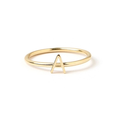 Gepersonaliseerde initiële 14K gouden mini brief gestapeld 925 Sterling zilveren ringen voor vrouwen