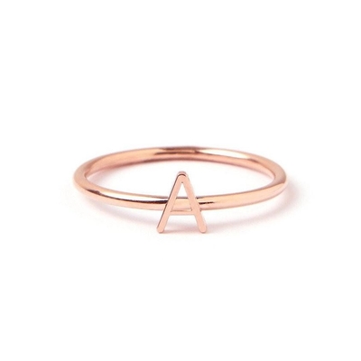 Gepersonaliseerde initiële 14K gouden mini brief gestapeld 925 Sterling zilveren ringen voor vrouwen