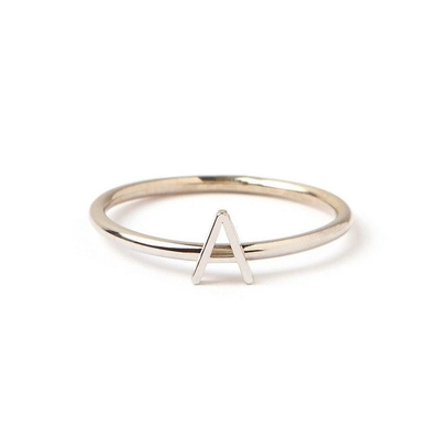 Gepersonaliseerde initiële 14K gouden mini brief gestapeld 925 Sterling zilveren ringen voor vrouwen