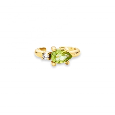 18K goud geplatte 925 Sterling zilver trendy design Peer Cut Peridot CZ manchet oorbellen
