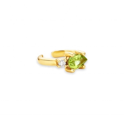 18K goud geplatte 925 Sterling zilver trendy design Peer Cut Peridot CZ manchet oorbellen