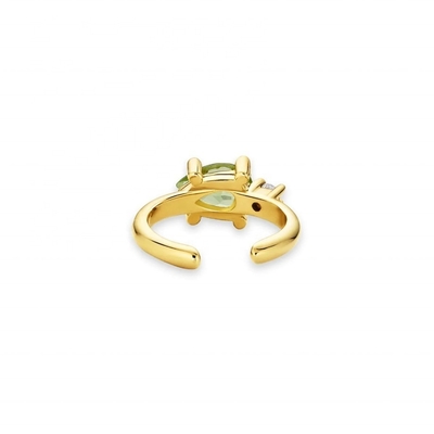 18K goud geplatte 925 Sterling zilver trendy design Peer Cut Peridot CZ manchet oorbellen
