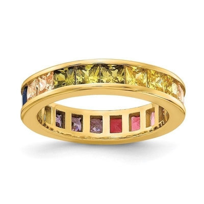 Kleurrijke Cubic Zircon Eternity trouwring band voor vrouwen 925 zilver Eco-vriendelijk