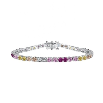 Gepersonaliseerde stijl Regenboog Zircon Inzet 925 Sterling Zilveren Tennis Armband Voor Vrouwen