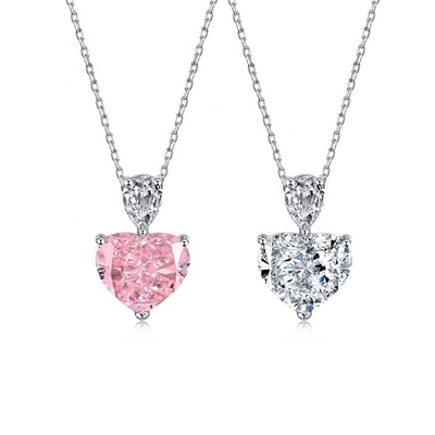 S925 Sterling zilveren halsketting voor vrouwen Roze hart Witte drop peer CZ hanger sleutelbeen ketting