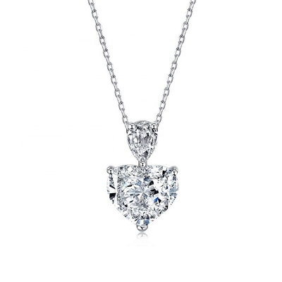 S925 Sterling zilveren halsketting voor vrouwen Roze hart Witte drop peer CZ hanger sleutelbeen ketting