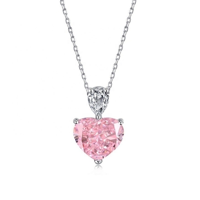 S925 Sterling zilveren halsketting voor vrouwen Roze hart Witte drop peer CZ hanger sleutelbeen ketting