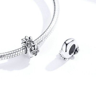 Wit kubisch zircon voetafdruk vorm kralen charme voor vrouwen 925 sterling zilver armband charmes