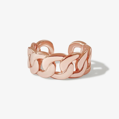 S925 Zilveren fijne sieraden 14K Geel goud Chunky keten Open Ring