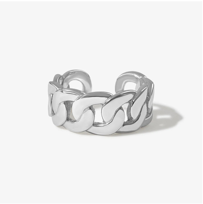 S925 Zilveren fijne sieraden 14K Geel goud Chunky keten Open Ring