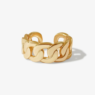 S925 Zilveren fijne sieraden 14K Geel goud Chunky keten Open Ring