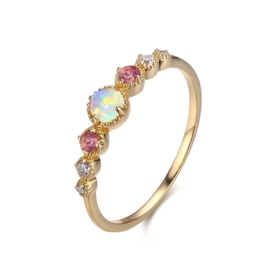 Opal en rubijn CZ 925 Sterling zilver opstapelen Vrouwenringen Meisjes Juwelen