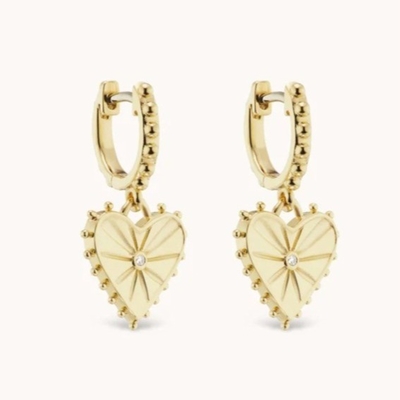 14K goud geplatte Dangle Drop Heart Huggies oorbellen voor vrouwen zijn 925 Sterling zilver
