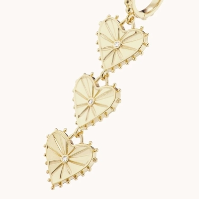 Handgemaakte 14K goud geplatte Dangle Multi Huggies Heart Charm oorbellen Perfect Present