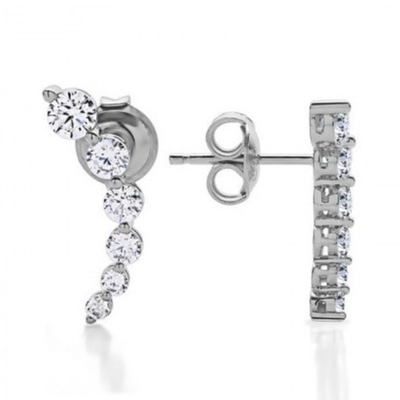 Handgemaakte Witte Kubische Zircon Crawler 925 Sterling Zilveren Oornappen Rozengoud
