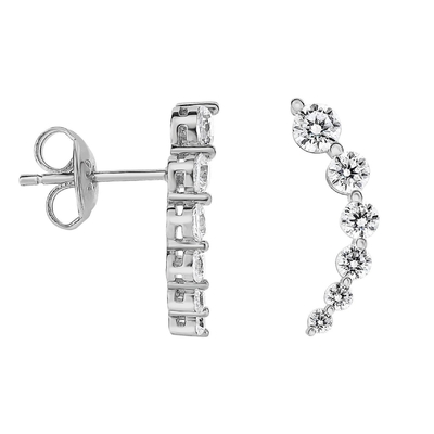 Handgemaakte Witte Kubische Zircon Crawler 925 Sterling Zilveren Oornappen Rozengoud