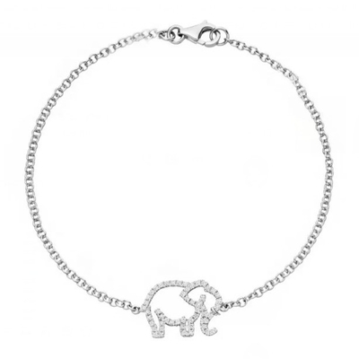 925 Sterling zilveren olifant armband met micro-insert technologie en witte diamant CZ