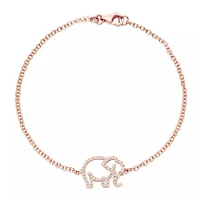 925 Sterling zilveren olifant armband met micro-insert technologie en witte diamant CZ
