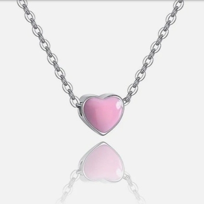 Rhodium geplatte kleine roze hart Valentijnsdag Vrouwen 925 Sterling zilveren hangers