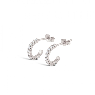 Handgemaakte 18K goud geplatte Mini Cubic Zircon kleine open hoop oorbellen met prinses snit