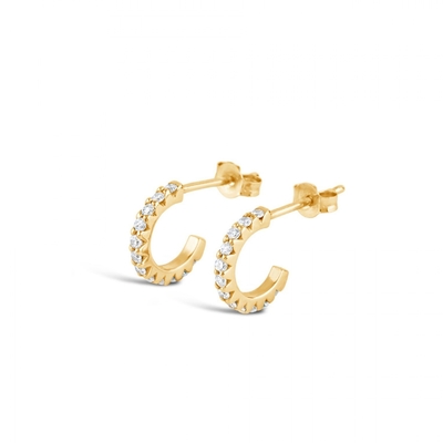 Handgemaakte 18K goud geplatte Mini Cubic Zircon kleine open hoop oorbellen met prinses snit