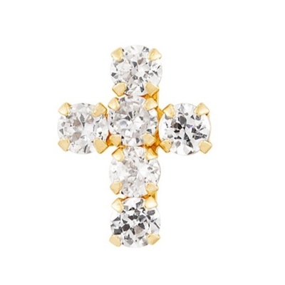 925 Sterling zilver witte kubische zirconia kruis knop stud oorbellen met 18K goud