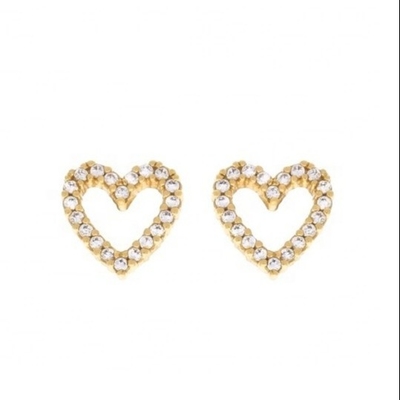 Messing/koper/925 Sterling zilver hart stud oorbellen met full pave CZ hart grootte 8mm