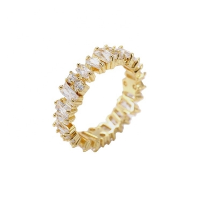 Zilveren juwelen voor vrouwen Wit diamant Zircon eeuwigheid ringen met inlegtechnologie