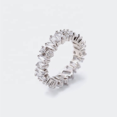Zilveren juwelen voor vrouwen Wit diamant Zircon eeuwigheid ringen met inlegtechnologie