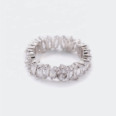 Zilveren juwelen voor vrouwen Wit diamant Zircon eeuwigheid ringen met inlegtechnologie