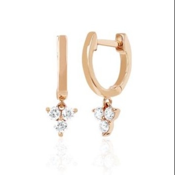 14K Gold Blossom Mini Huggie Diamond Trio Drop Oornappen Zilveren sieraden Hoofdmateriaal