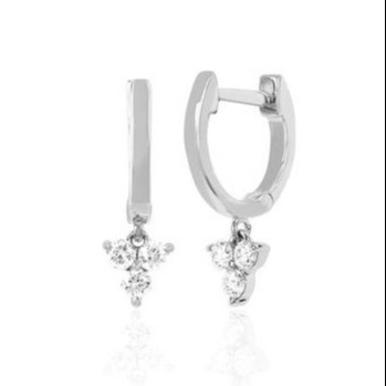 14K Gold Blossom Mini Huggie Diamond Trio Drop Oornappen Zilveren sieraden Hoofdmateriaal