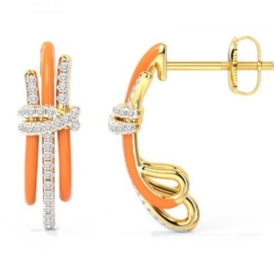 2024 Mode Braziliaanse Enigma Zilveren oorbellen met oranje epoxy en wit CZ sieraden accessoire