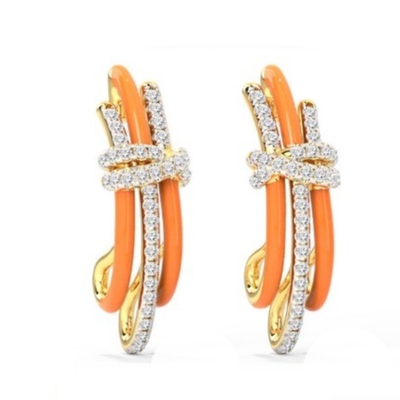 2024 Mode Braziliaanse Enigma Zilveren oorbellen met oranje epoxy en wit CZ sieraden accessoire