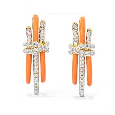 2024 Mode Braziliaanse Enigma Zilveren oorbellen met oranje epoxy en wit CZ sieraden accessoire