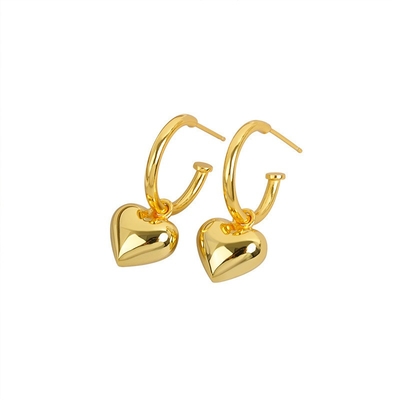925 Sterling Silver Heart Shape Women Girl Hoop Earrings Braziliaanse vergulde sieraden