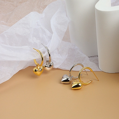 925 Sterling Silver Heart Shape Women Girl Hoop Earrings Braziliaanse vergulde sieraden