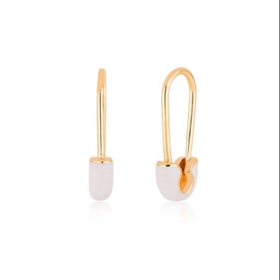 925 Sterling zilver mode vrouwelijke pin oorbellen versierd met blauwe glazuur drop afwerking