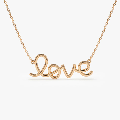 Solid 925 Sterling zilver 14K goud geplatte Liefdes hanger halsketting voor vrouwen Valentijnsdag cadeau