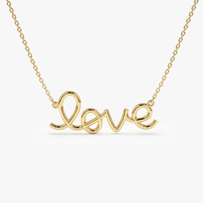 Solid 925 Sterling zilver 14K goud geplatte Liefdes hanger halsketting voor vrouwen Valentijnsdag cadeau