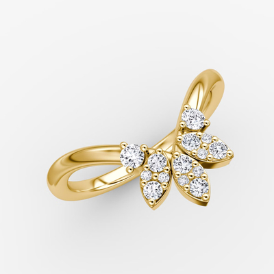 Nieuwe klanten ontwerpen elegante 925 Sterling zilver 18K goud bloemblaad kronen banden