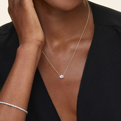 Oval gesneden 5A Wit kubisch Zirconia glanzend edelsteen hanger halskettingen voor vrouwen klassieke sieraden